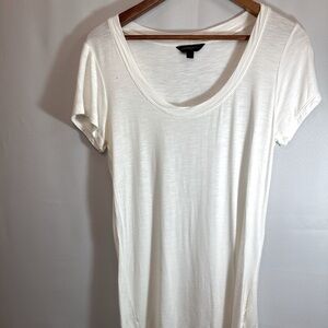 Tresics Femme Womens Size L T-Shirt Top Blouse Short Sleeve Stretchy Cream
